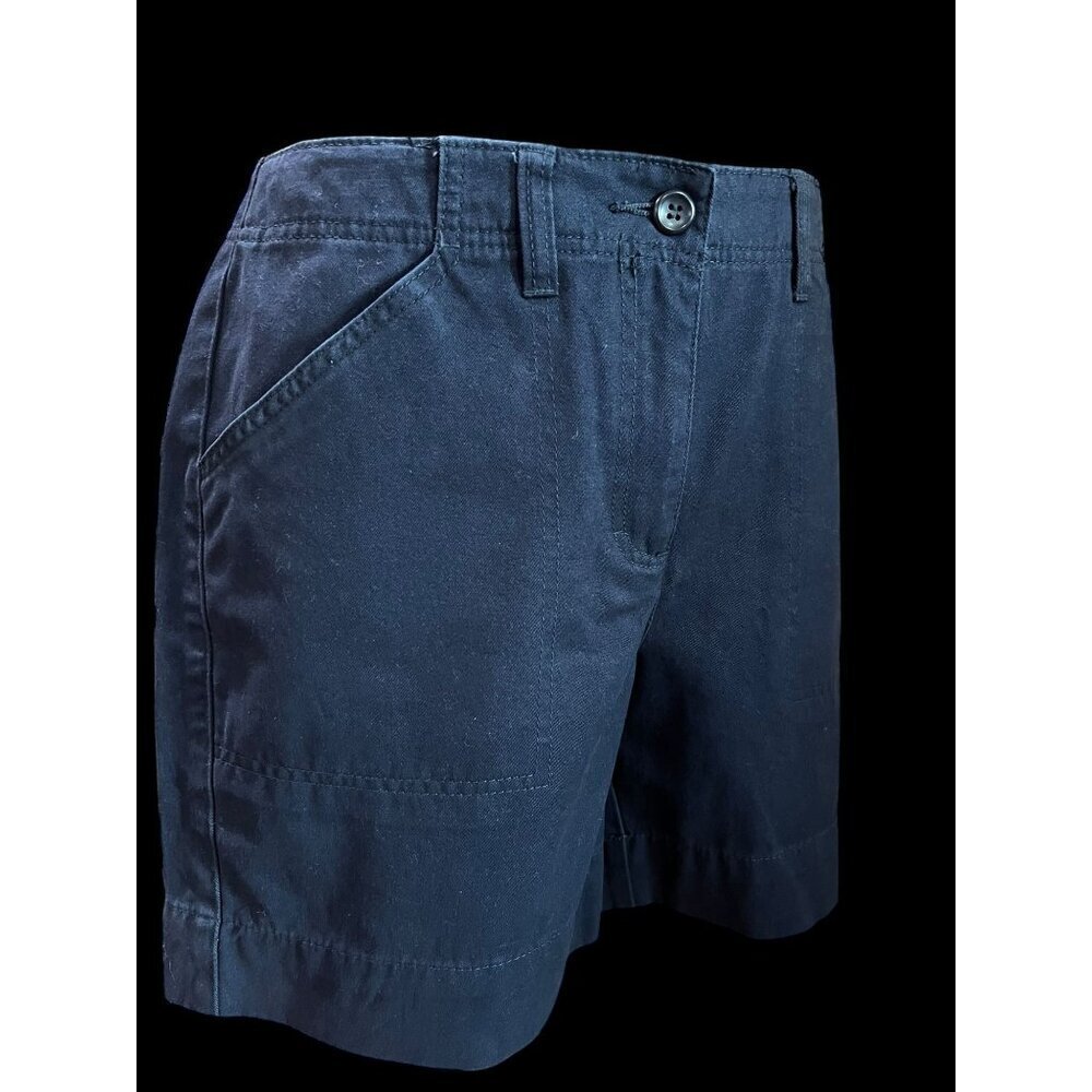 Katherine FIT CHARTER CLUB Shorts Womens, 8, Navy Button Closure Back Pockets RE - Picture 2 of 6